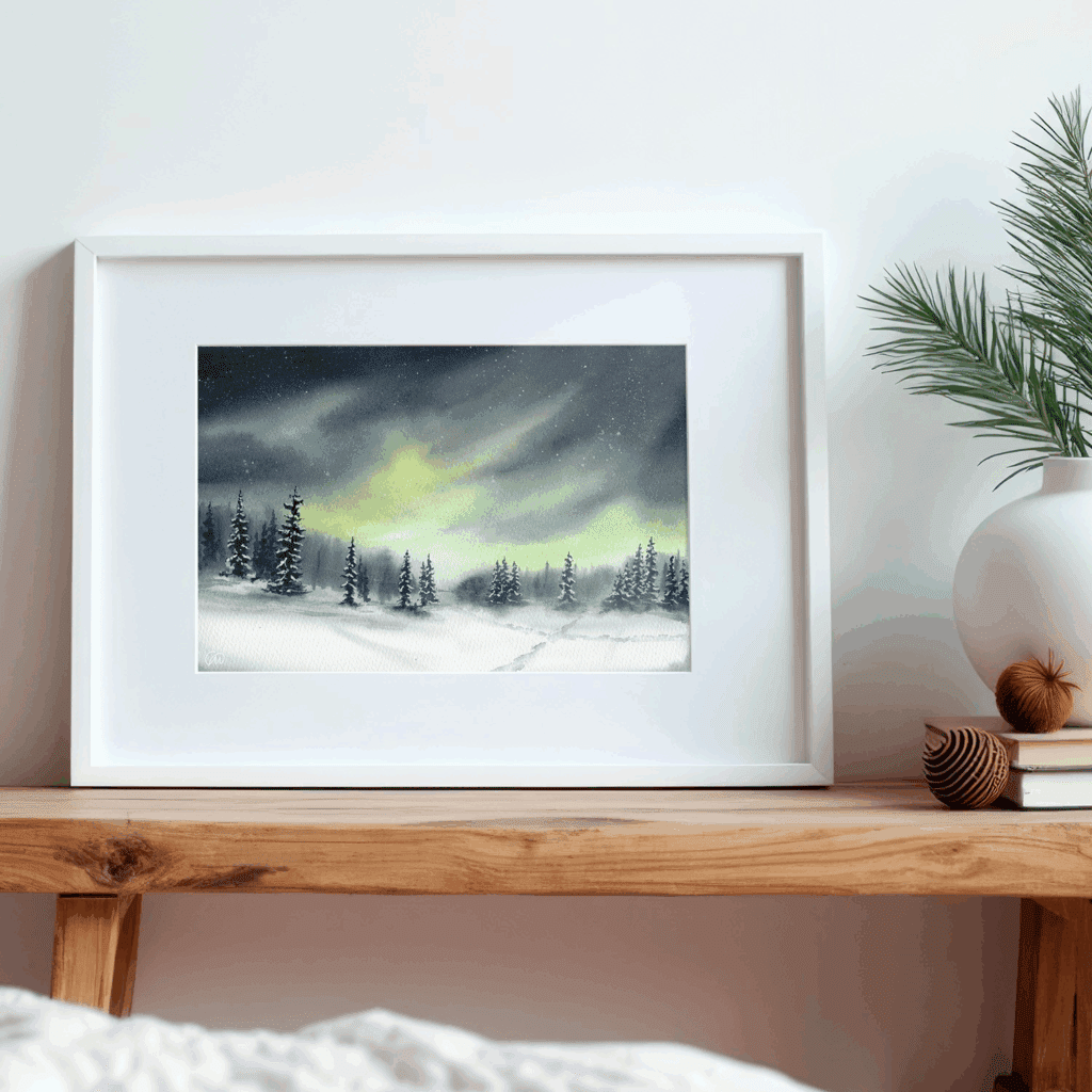 Andrea Aquarell-Kunstdruck Nordlicht